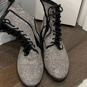 Stylish Black and Silver Women's Boots bling